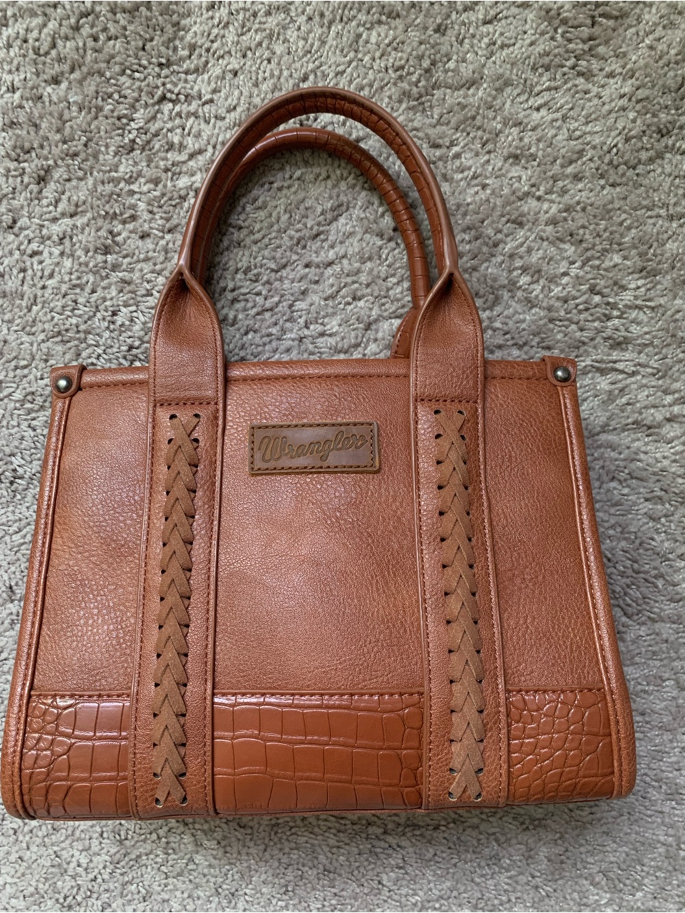 Wrangler Tan Braided-Trim Satchel
